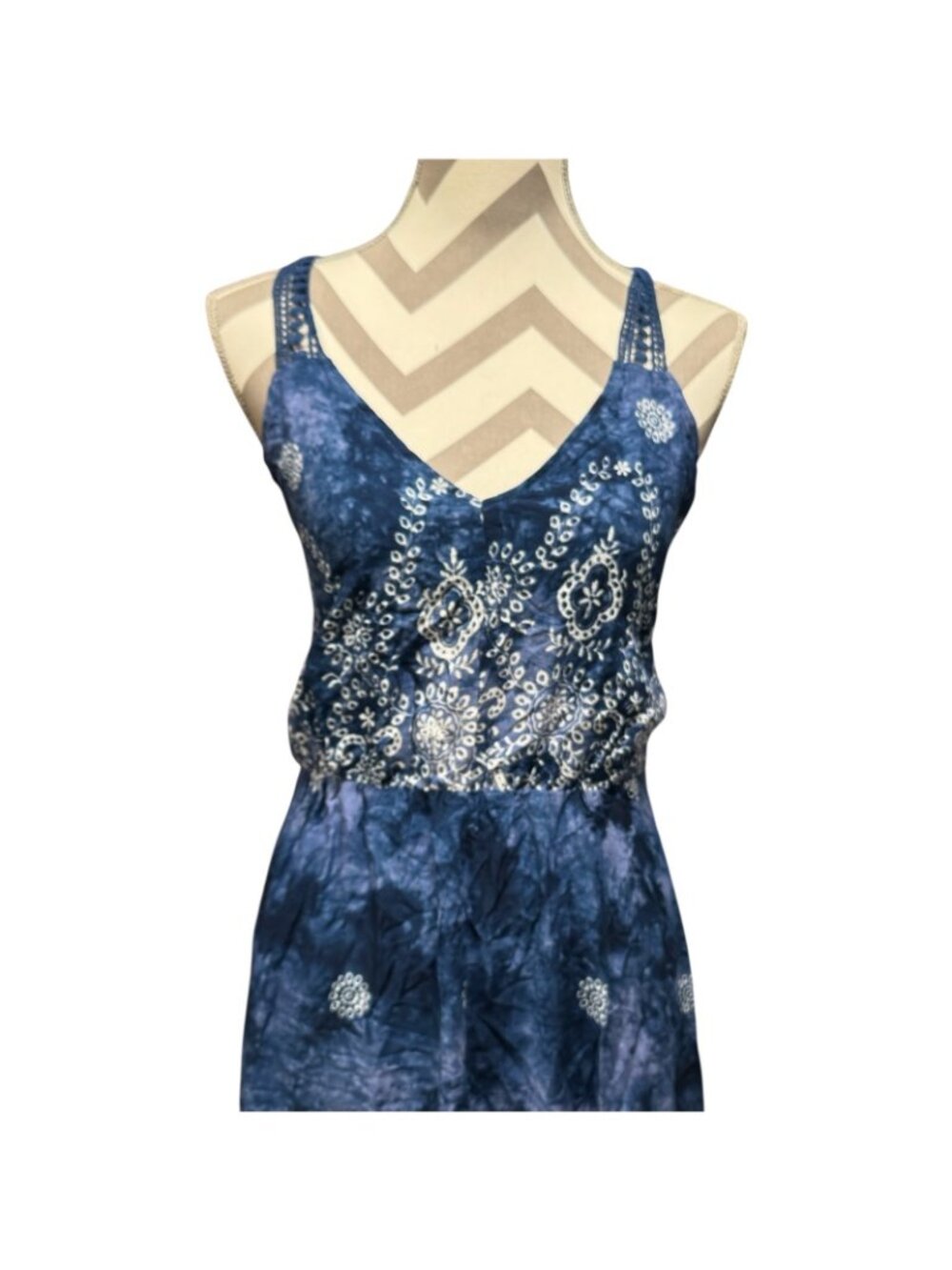 Leshop Blue and White Dress - NEW with tags - Spaghetti Straps - Women's Size LG - Picture 5 of 6